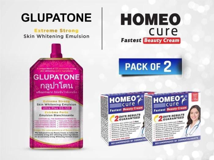 Shopnio 2 Homeo Cure Beauty Cream & 1 Glupatone (Pack Of 3)